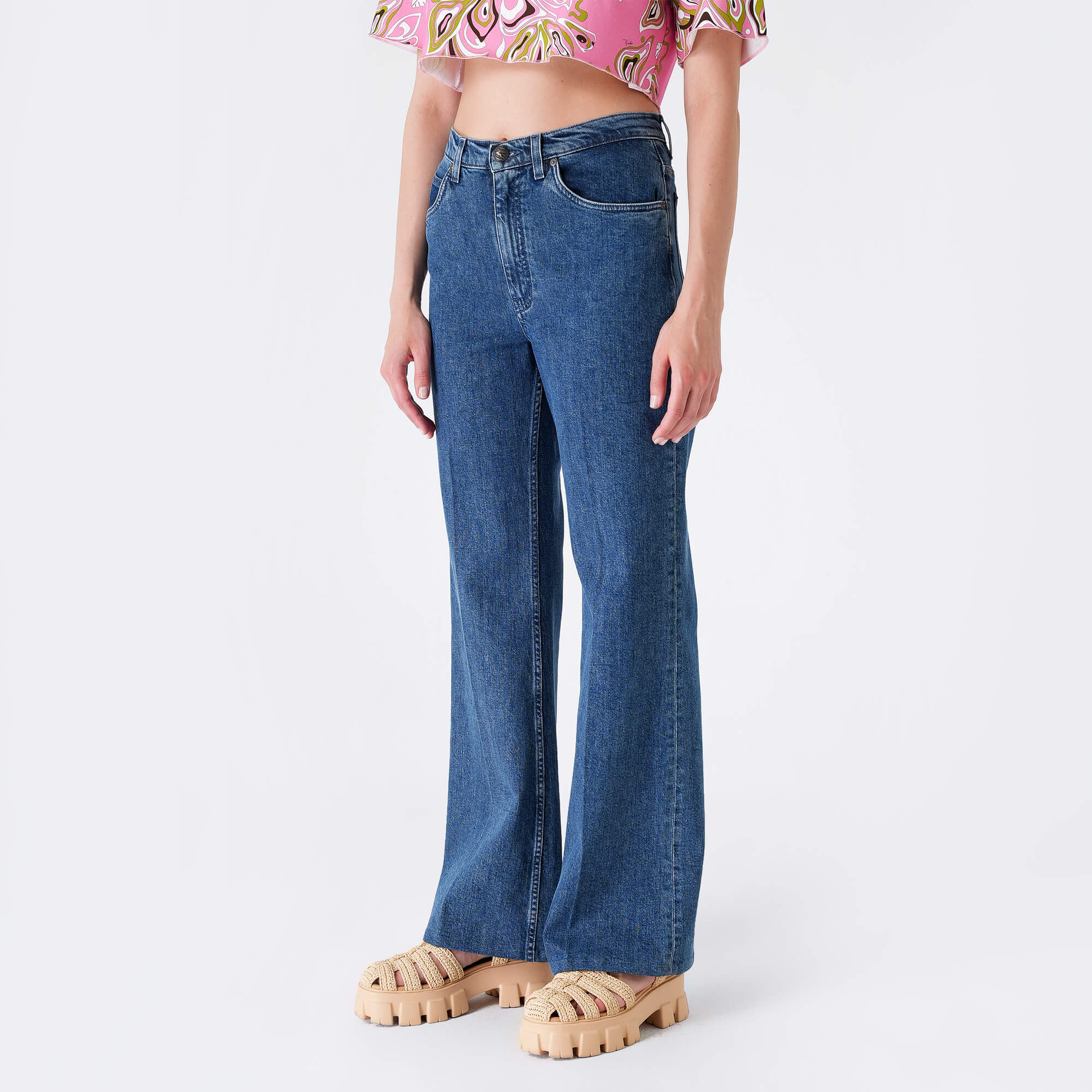 Etro - Navy Denim Cotton High Waist Jean